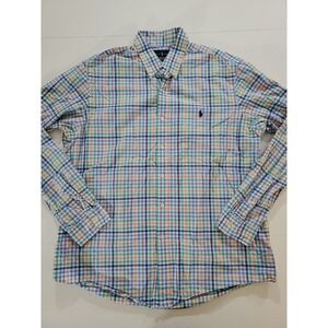 Ralph Lauren Shirt Men Lg Multi Color Check Button Down Oxford Long Sleeve Pony